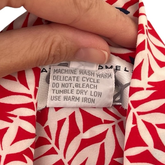 Vintage puffy short sleeve leaf print button up blouse - Picture 12 of 12